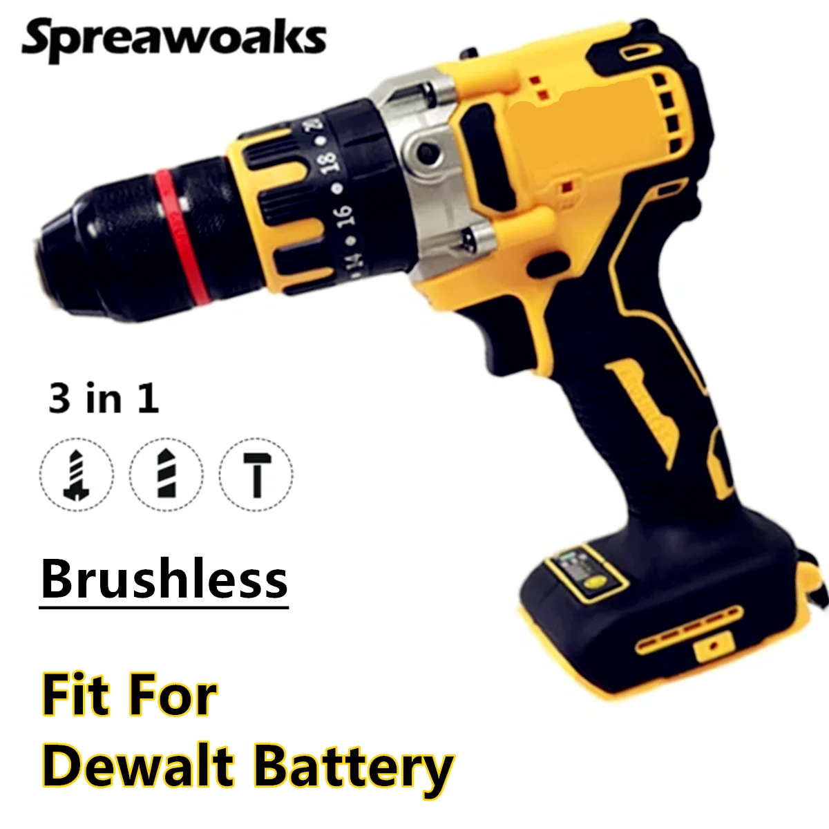 Fit For Dewalt 20V Battery Electric  Impact Hammer Drill Brushless 450N.m Cordless Screwdriver 13mm Ice Drill Power Tool