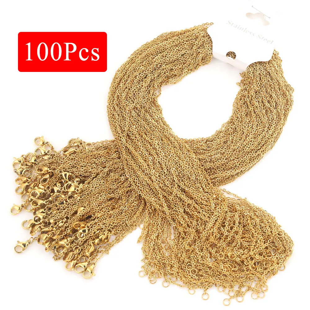 100 stücke Edelstahl Halskette Kuba Ketten Für Schmuck Machen Kette Mit Hummer-haken DIY Halsketten Anhänger Schmuck Großhandel