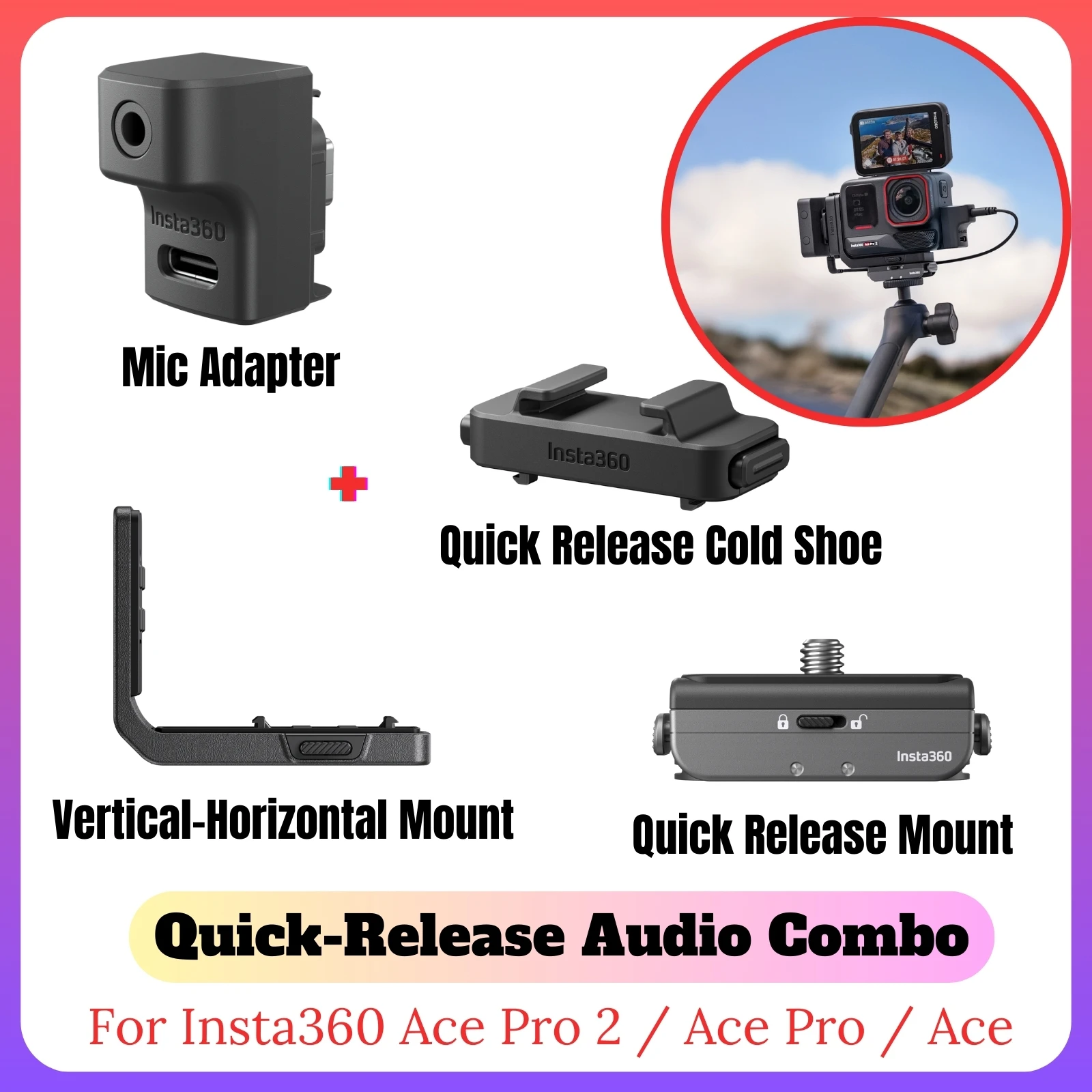 insta360 ace pro マイクアダプター SONYピンマイク付き