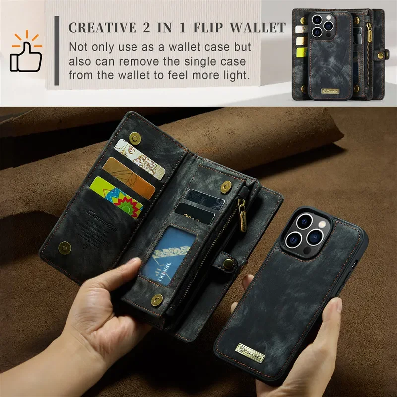 CaseMe Flip Leather Phone Case for iPhone 17 Pro Max 16E 16 Plus
