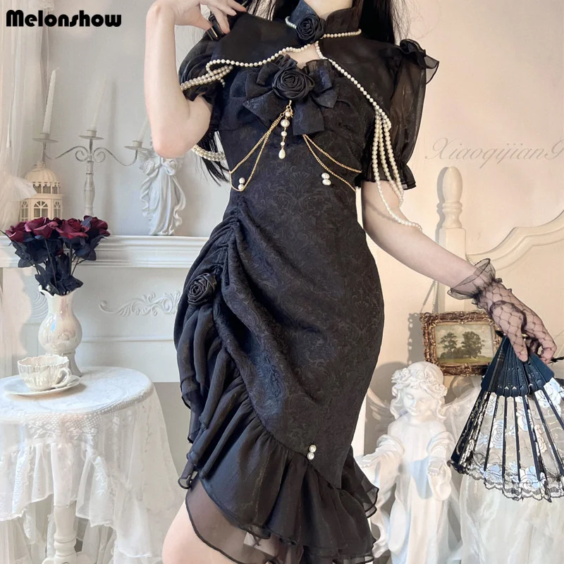 Women Sexy Dress Gothic Girl Dress Chinese Style Cheongsams Lolita Lolita Costume Halloween Cosplay