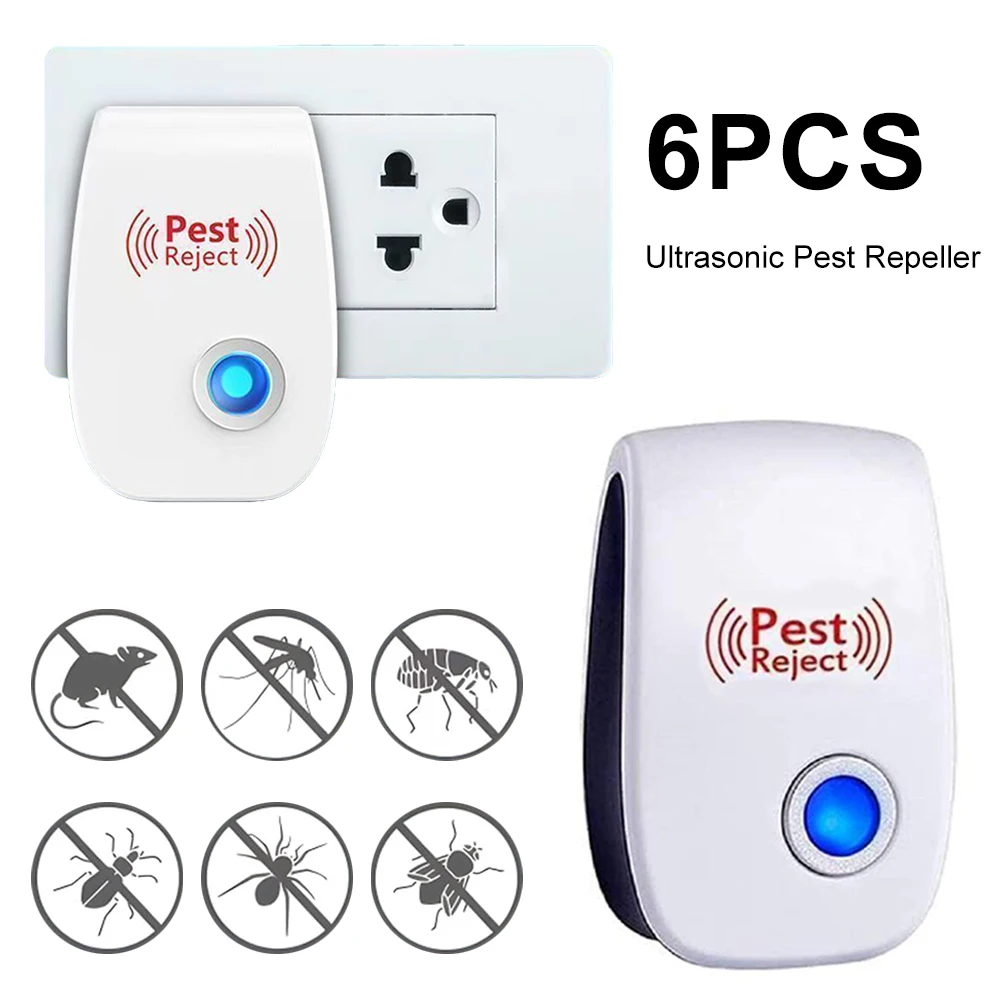 6Pcs Ultrasonic Pest Repeller Insect Bug Repeller Long Range Pest & Insect Deterrent Multi-Function for Roach Rodent Mouse Bugs 2