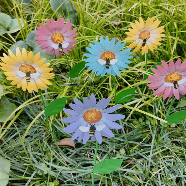 Kerti Dekoratív Tét Rozsdaálló Fém Virágos Vízálló Vasvirág Dísz Kültéri Gyep Udvari Dekoráció - Image 5