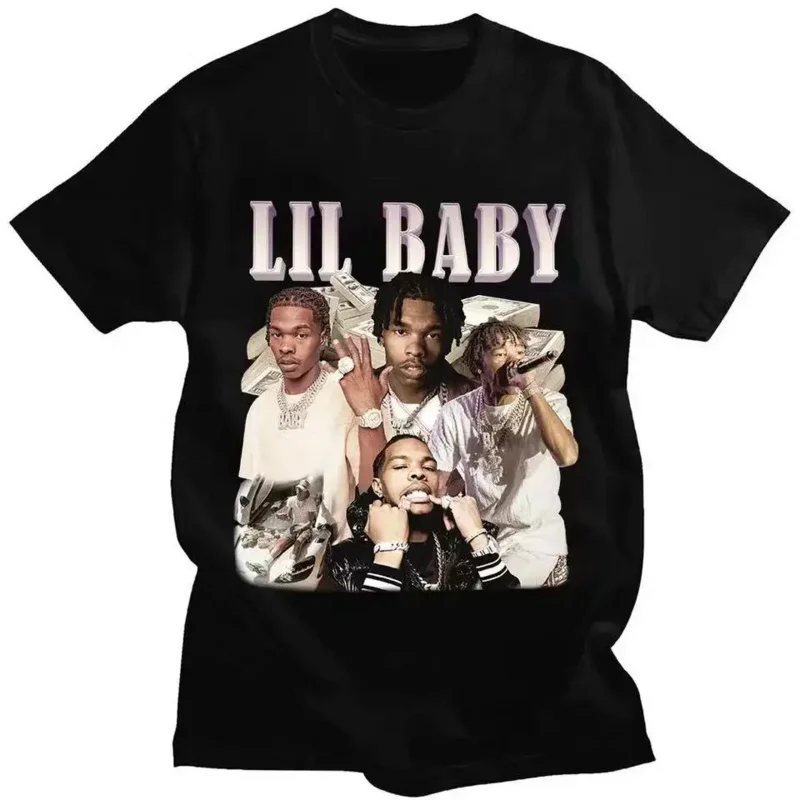 

Hip Hop Rapper Lil Baby T Vintage Graphic Tee Oversized Cotton Short Sleeve T-shirts Streetwear Harajuku