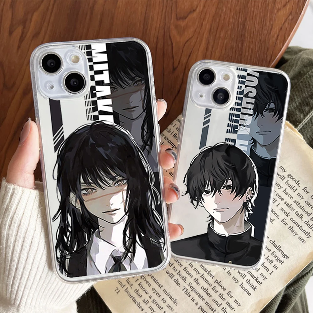 Anime Chainsaw Man Mitaka Asa Phone Case for Iphone 7 8 Plus 11 12 13 Mini  SE20 X XS XR 14 15 Pro Max Clear Soft TPU Cover Shell