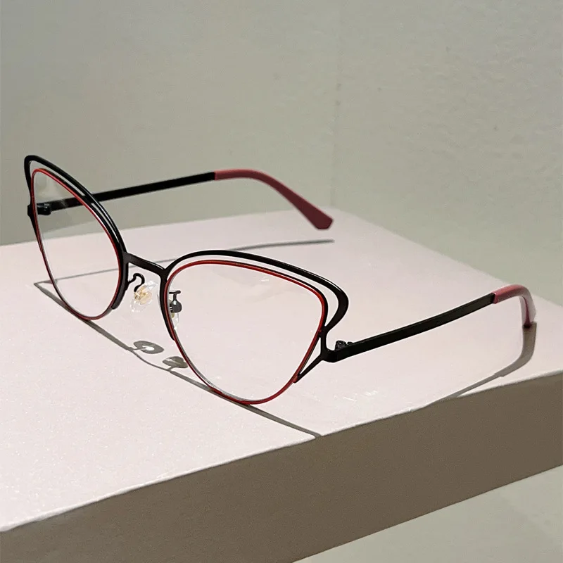 Vintage-Brille mit ausgehöhltem Rahmen, Anti-Blaulicht-Brille für Damen, neue Mode, Patchwork-Cat-Eye-Brille, Rahmen, Sonnenbrille – Detail 15