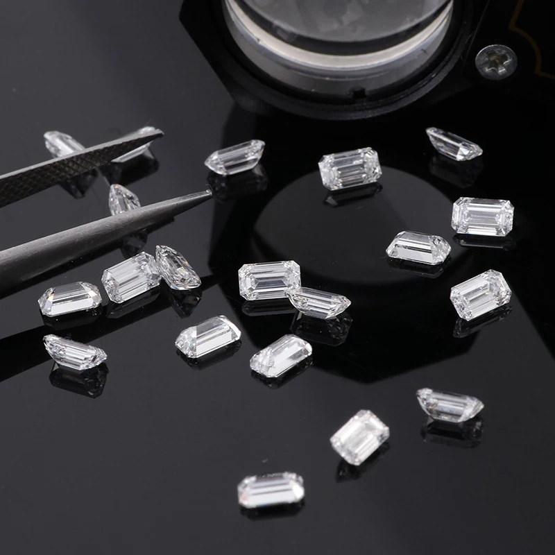 Small Lab Grown Diamond Emerald cut D E F VVS Melee Diamond HPHT 2x3mm 3x5mm Lab Splinter Jewelry Stone