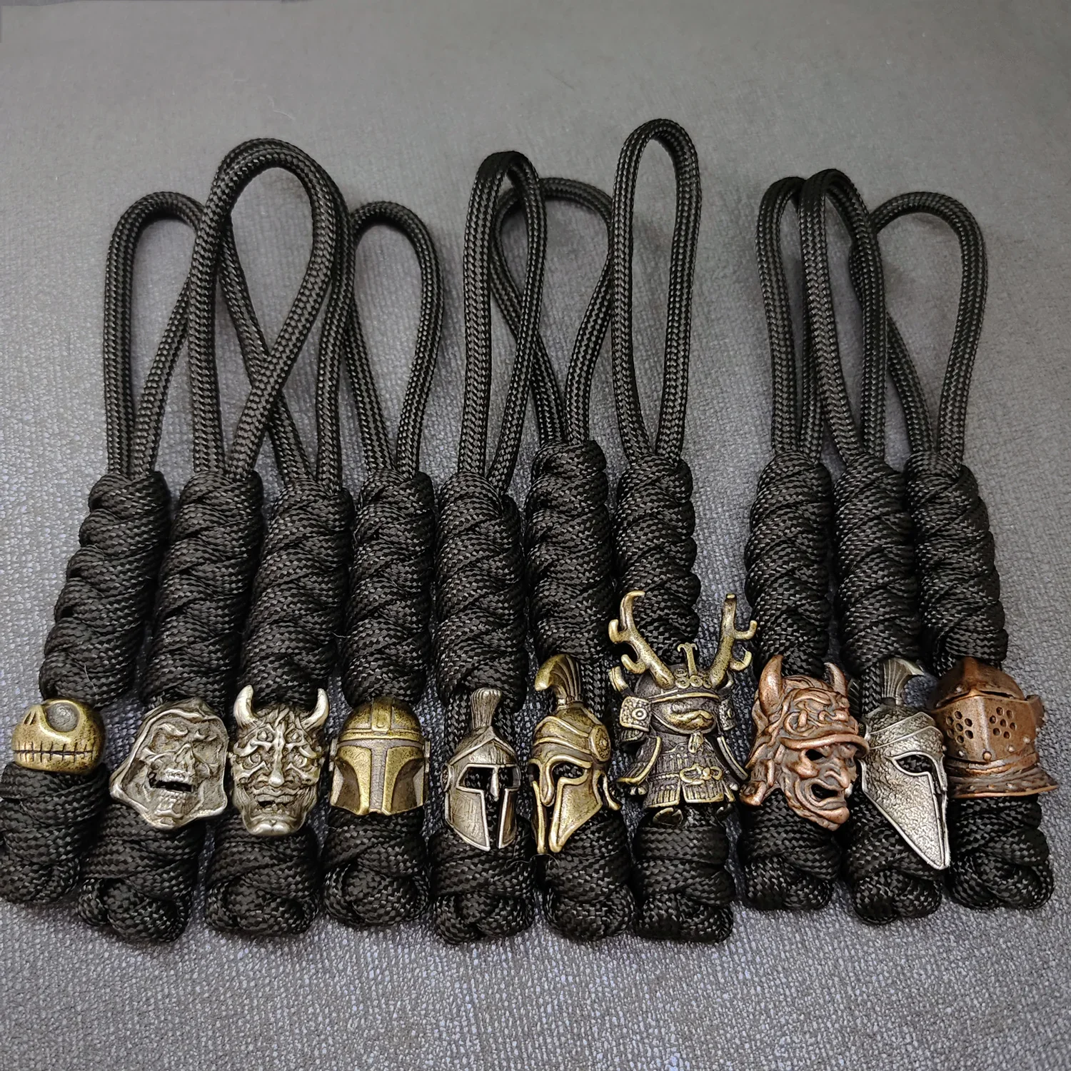 Vintage Copper Lanyard Keychain Biker helmet Pendant Woven Paracord Rope Accessories Bag Hanging Car Keychain Handmade Gifts