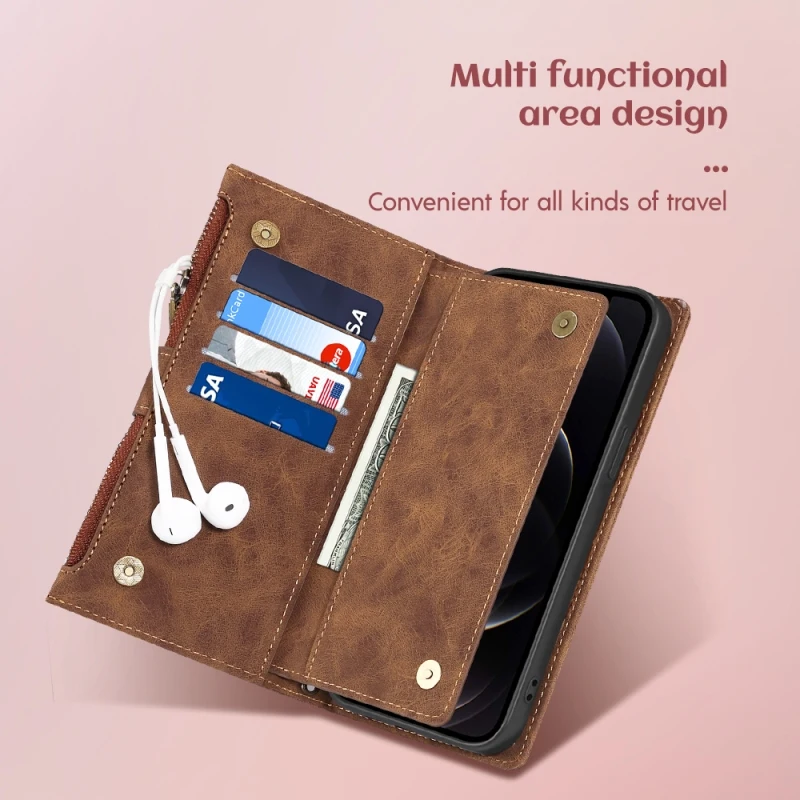 Zipper Wallet Phone Cover For Samsung Galaxy S23 S22 S21 S20 A73 A54 A53 M42 M31 M14 M54 A12 A04 A13 Note20 Flip Case Phone Case