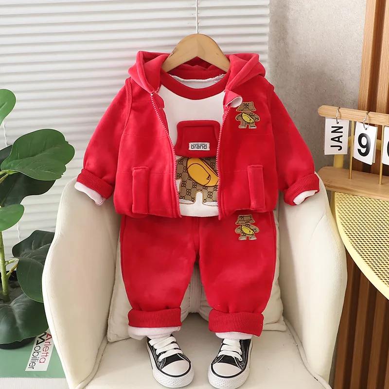 1 2 3 4 Years Winter Baby Boys Clothing Sets Keep Warm Top +