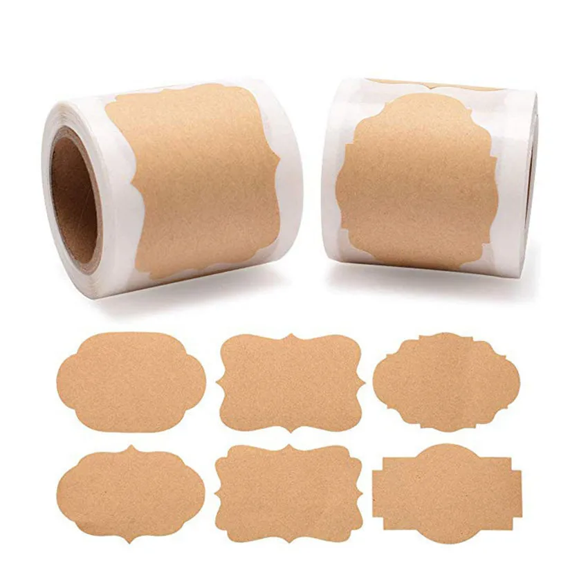 300Pc Vintage Kraft Paper Stickers Labels Blank Bullet Journal Sticker for Gift decor Jar Glass Bottle Office stationery sticker |
