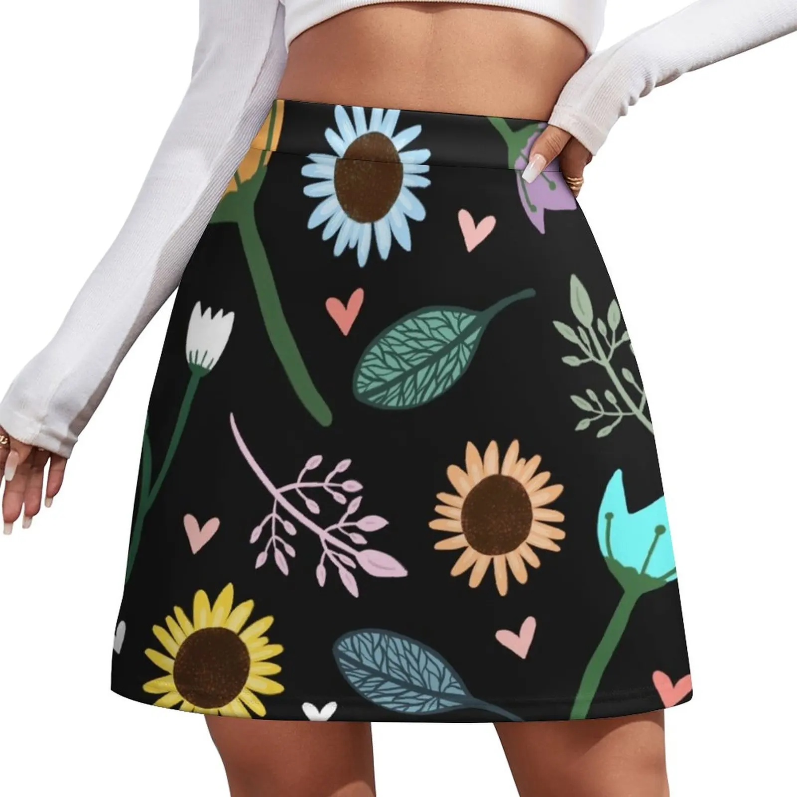Happy Nature Print Mini Skirt korean style skirt for woman dress women summer Skirt satin