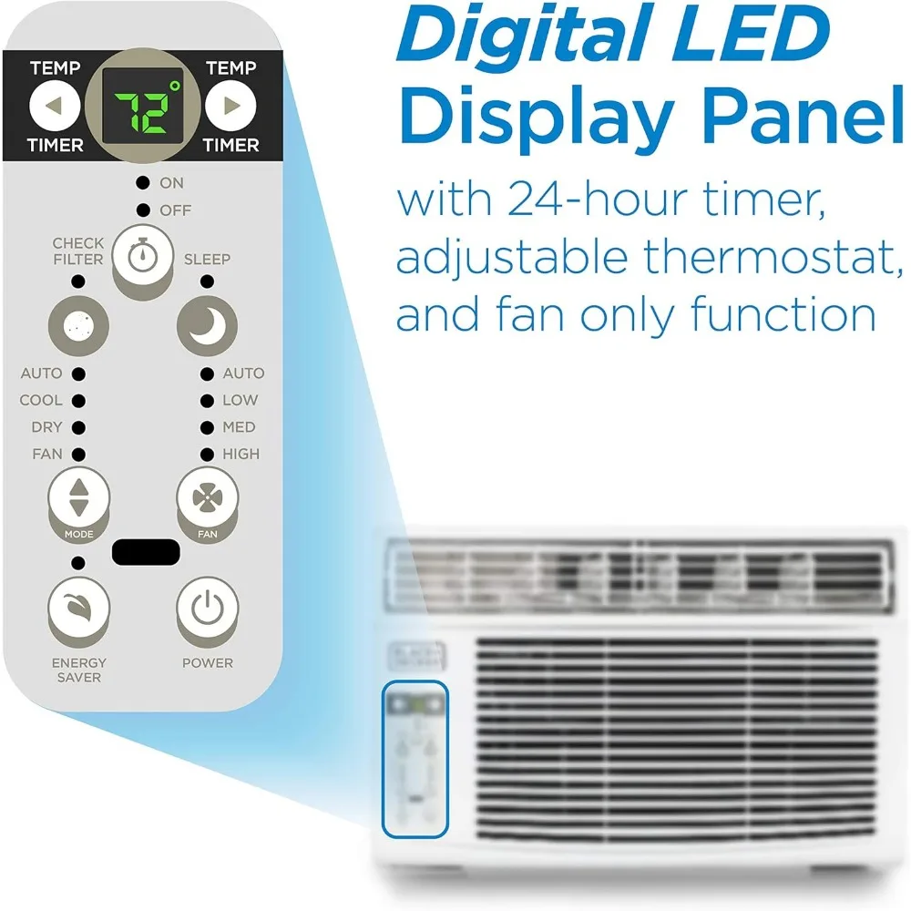 Window Air Conditioner with Remote Control,12000 BTU, Cools Up to 550 Square Feet, Energy Efficient, White
