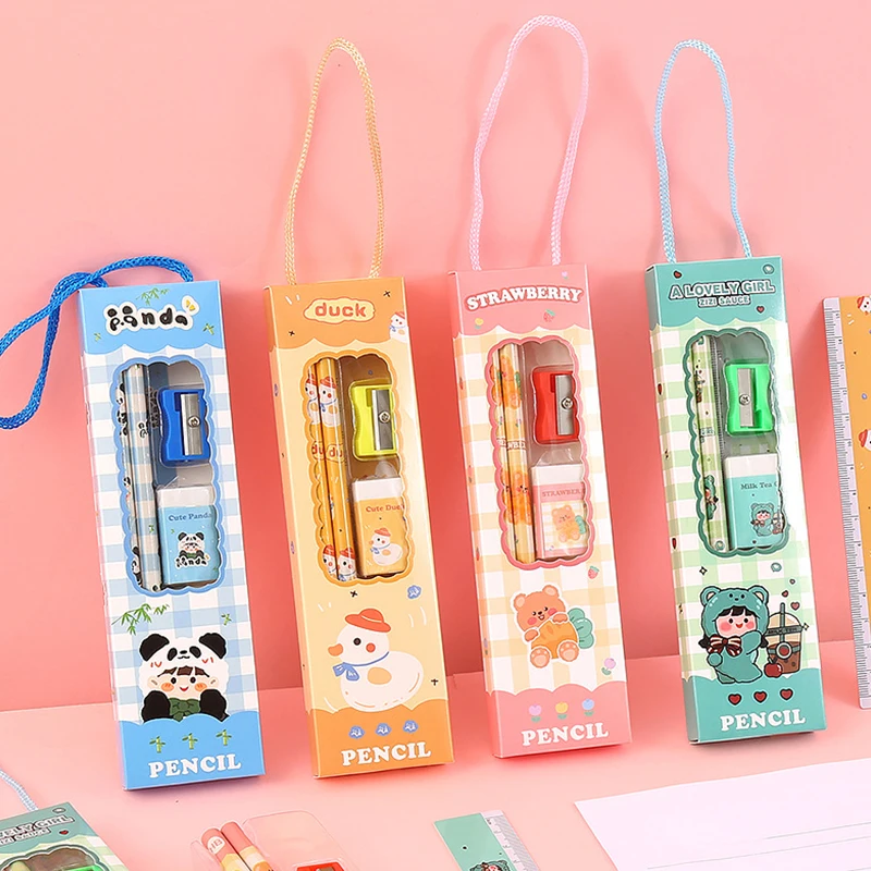 40sets-cartoon-box-5-in-1-student-cute-pencil-set-stationery-set-prizes-wholesale