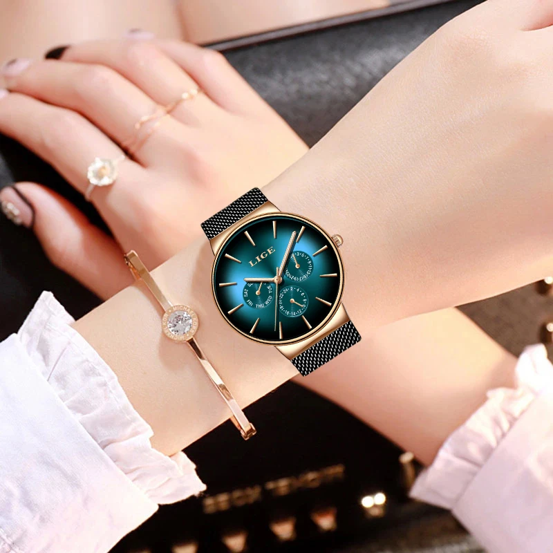 Luxury Women's Quartz Wristwatch with Mesh Steel Bracelet - Waterproof Fashion Timepiece
