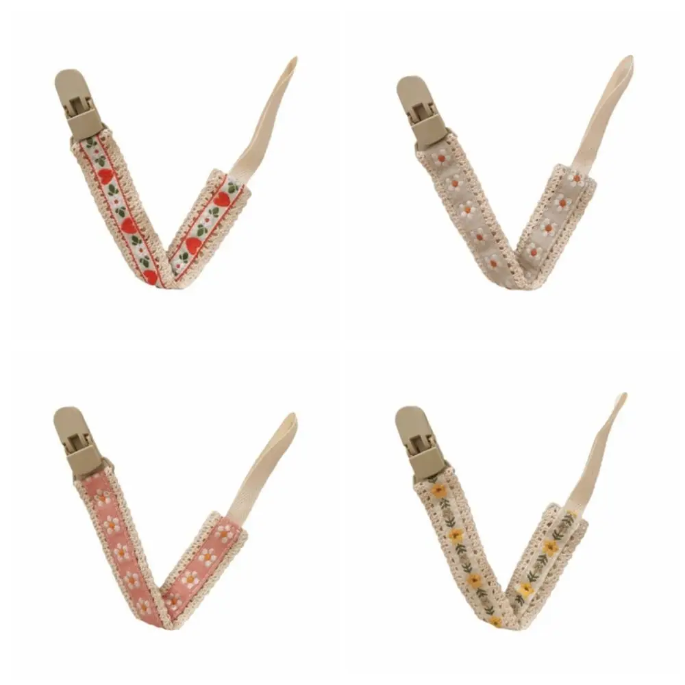 Ethnic Style Baby Cloth Pacifier Chain Adjustable Embroidery Floral Soother Holder Dummy Clips Teether Toys Straps
