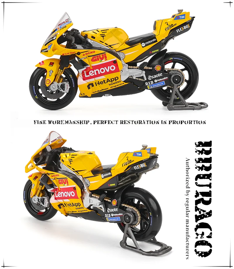 Lebensmittel 1:18 2023 Ducati Lenovo Team # 1 Bagnaia Champion Fahrer Moto GP Racing Motorrad aus Gusslegierung, Modellkollektion, Geschenkspielzeug – Detail 5