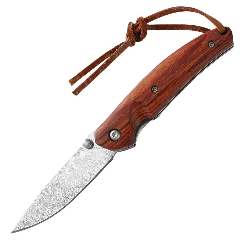 お見逃しなく！最高級 ダマスカス鋼折りたたみ　フルーツナイフ　ポータブル　ミニ サバイバルナイフ カービング用ナイフ お見逃しなく！最高級 手作り鍛造 ダマスカス鋼折りたたみ フルーツ