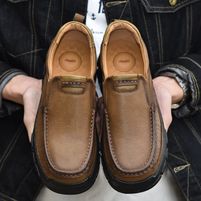 

Fashion Men Casual Shoes Genuine Leather Loafers Shoes High Quality Black Business Formal Shoes Handmade Driving Shoes Mocassins