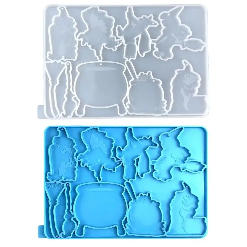 

Halloween Witch Ornaments Resin Casting Silicone Mold Woman Keychain Decorative Pendant Jewelry Mold for DIY Crafts Dropship