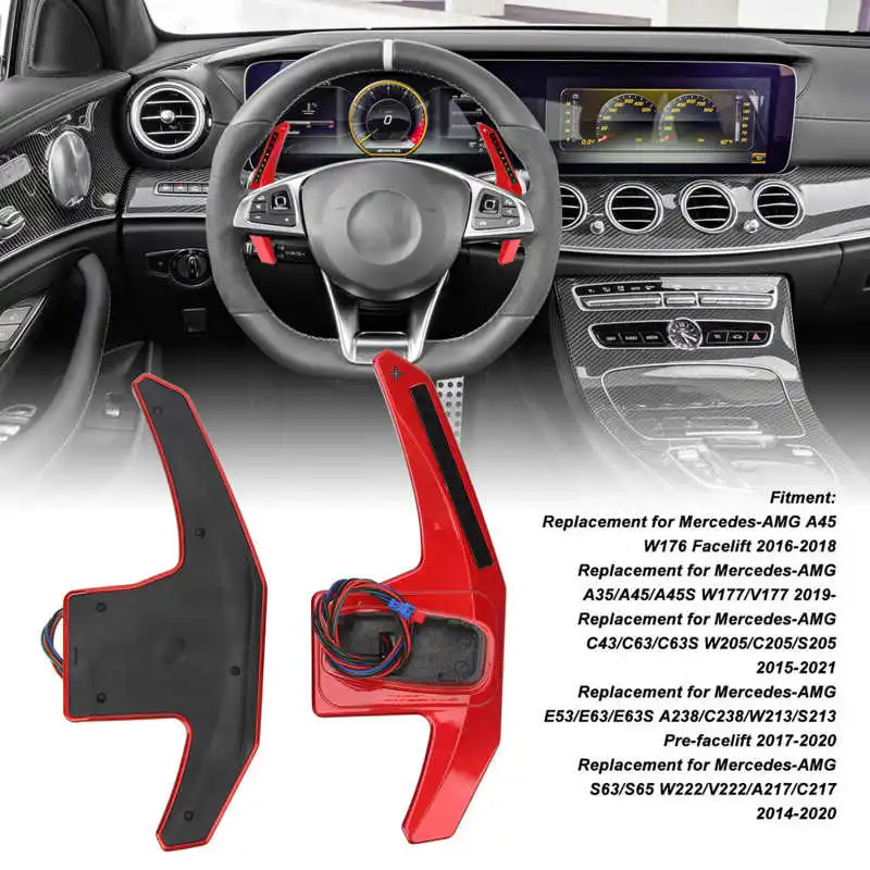 For Benz E-Class W213 2016-2021 Red Aluminum Steering Wheel Shift Paddles  2PCS