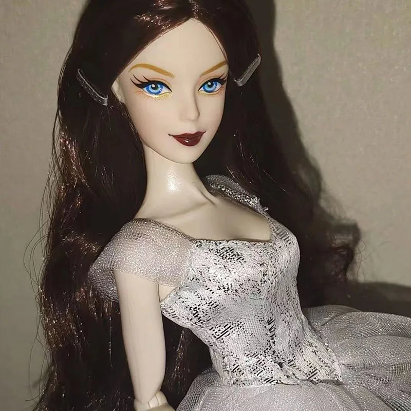 30cm Lady Doll's Head with Big Wavy Curly Hair 1/6 Dress Up Accessories Girls Diy Toys 2