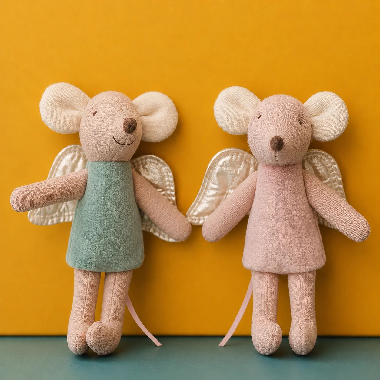 Nordic Style Fabric Art Angel Wings Mouse Doll - Cute Thumb Doll Rag Decoration and Zodiac Birthday Gift
