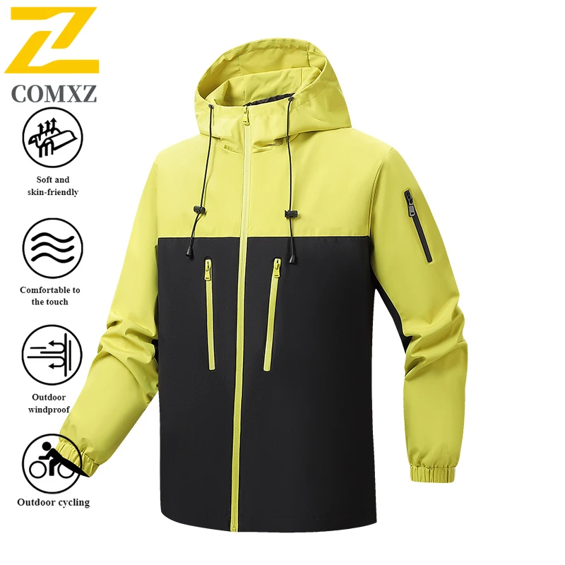 EiAO Waterproof Windbreaker Jacket Men Women Outdoor Hooded Coat Lightweight Hiking Camping Fishing Sports Breathable Raincoat