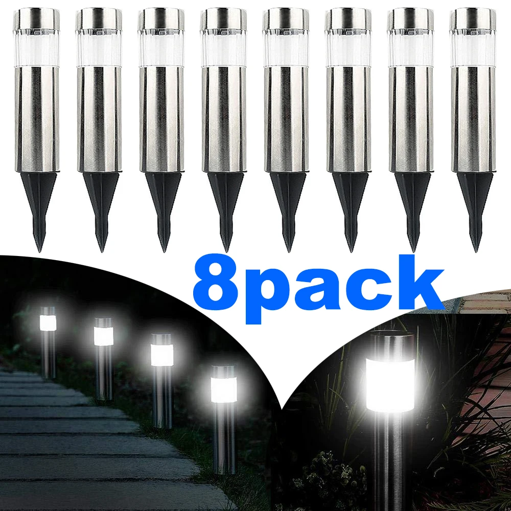 Solar Garden Light Solar Stainless Steel Garden Path Light Outdoor Landscape Light Gate Column Patio Yard Driveway Lawn Lamp