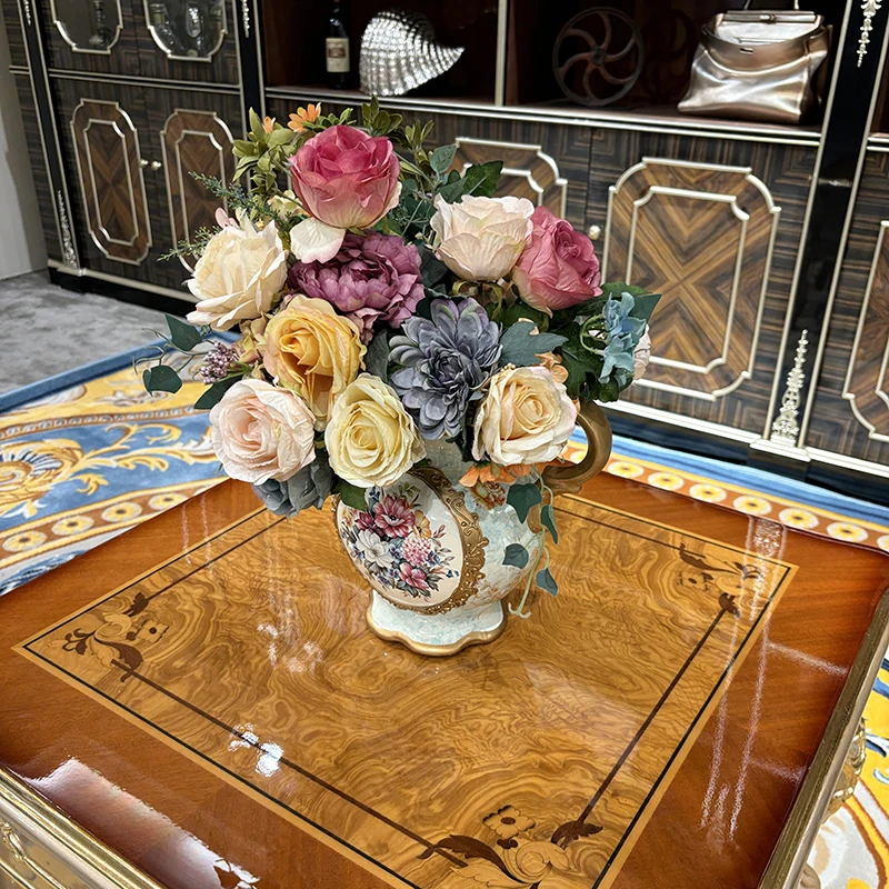 French Small Coffee Table European Solid Wood Small Coffee Table Palace Luxury Living Room With Drawer