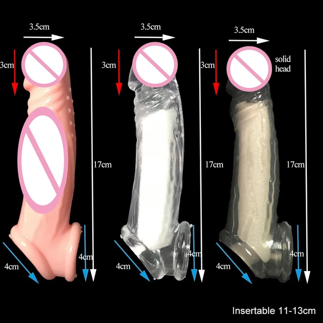 Highly Elastic Crystal Condom Reusable Penis Extender Sleeve Delay Ejaculation Penis Enlargement Intimate Goods Sex Toys For Men 6