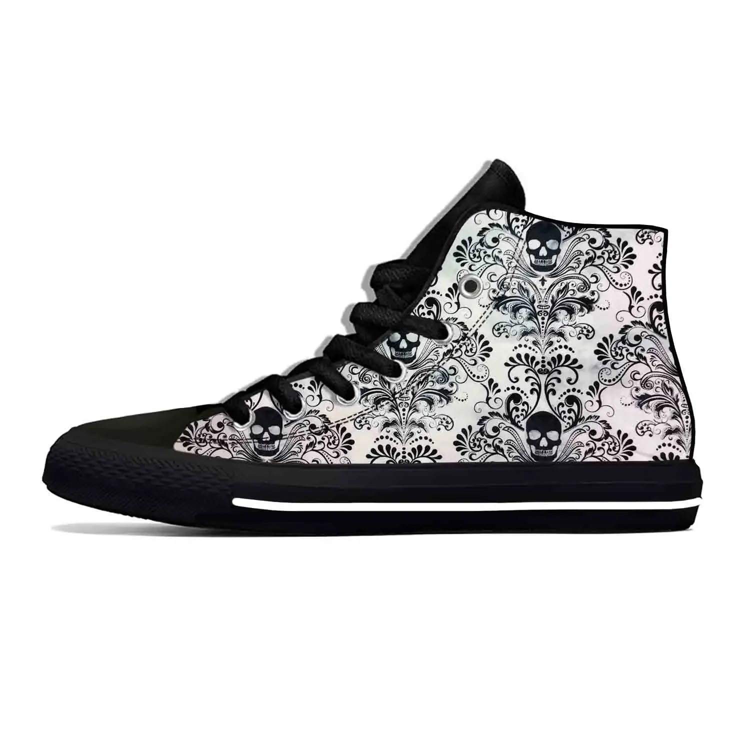 Sugar Skull Paisley Skeleton Goth Gothic Horror Casual Cloth Shoes High Top Comfortable Breathable 3D Print Men Women Sneakers