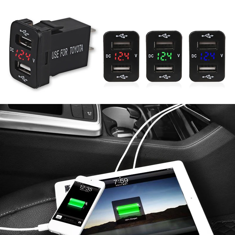

1 шт., автомобильное зарядное устройство с двумя USB-портами, а, 12-24 В