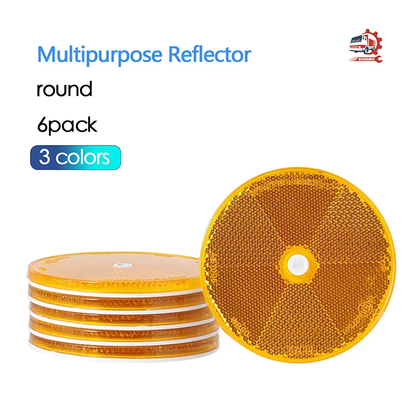 

AOHEWEI 6pcs Round Adhesive Reflective Stickers 3 Colors With Screws Trailer Reflectors Safety Rear Reflective Car Accessory