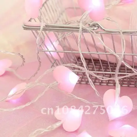 

Heart Shaped String Lights 10/20 LED Pink Blue Love Heart String Fairy Light Valentines Day Garland With Lamp Wedding Decor
