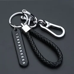 Anti - Lost Car Keychain with Phone Number Plate and Key Ring (Black)