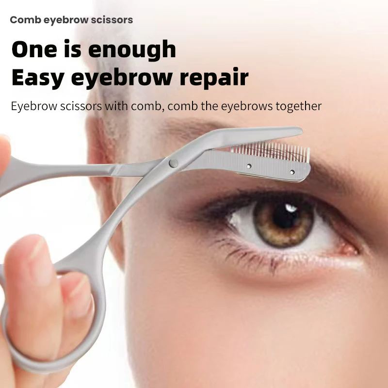Eyebrow Scissors For Men And Women Makeup Tools One Metal Texture With Comb Eyebrow Razor Beauty Scissors Stainless Steel BEST SELLERS