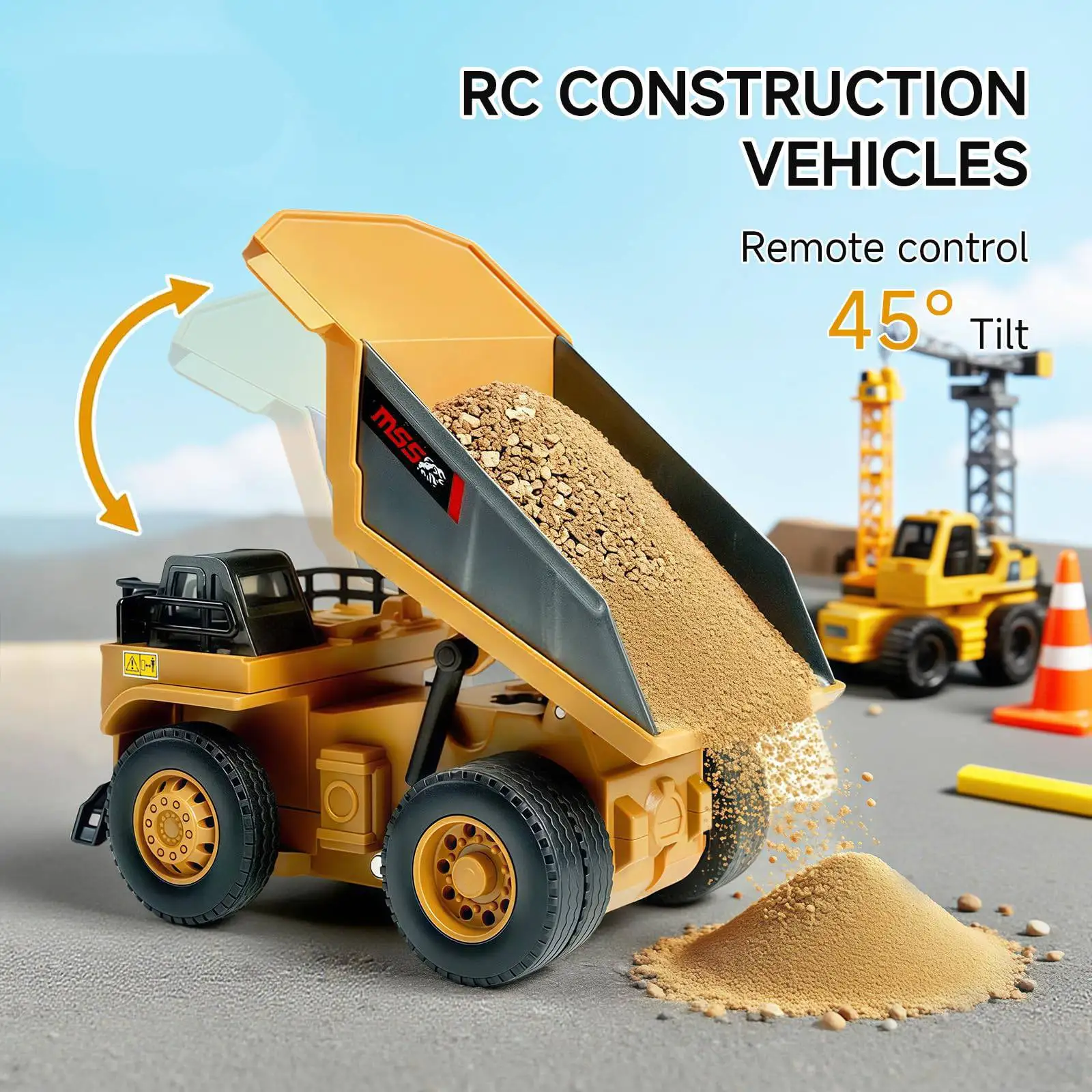 Camion benne RC 1/64 8 canaux châssis métal - Mini excavatrice télécommandée