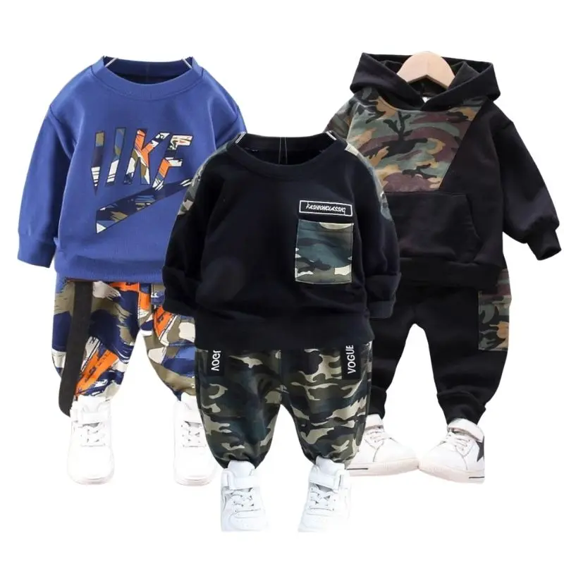 Baby Tracksuit Kids Spring Autumn Cotton School Uniform Sport Camouflage Suit Children Clothing Sets 1 2 3 4 5 Year
