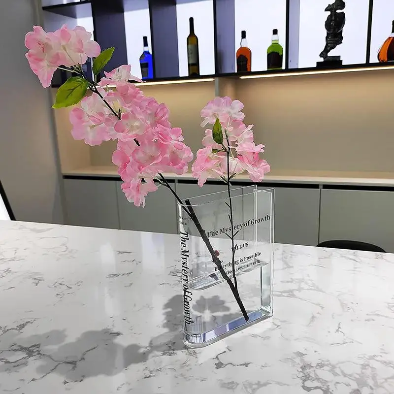 Clear Book Shaped Vase Clear Acrylic Vase Cultural Flavor Decor Acrylic Vase Clear Flower Arrangement Vase Modern Home Decor 5