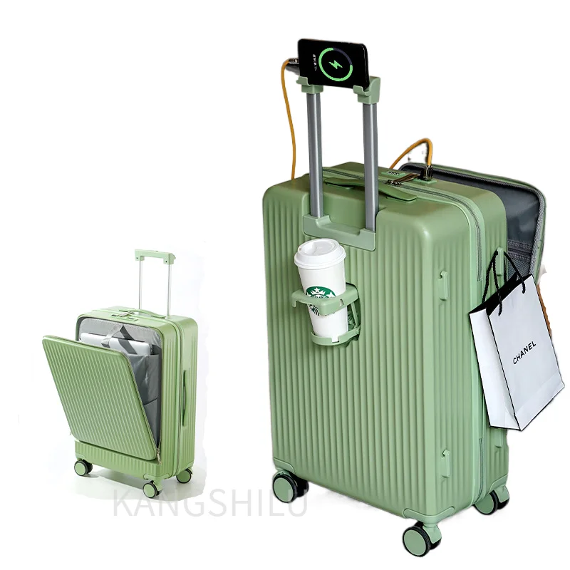 Travel Suitcase With Wheels 18''20''22''24''26''-Inch Front Open Suitcase New Multi-Functional Password Suitcase Trolley Case