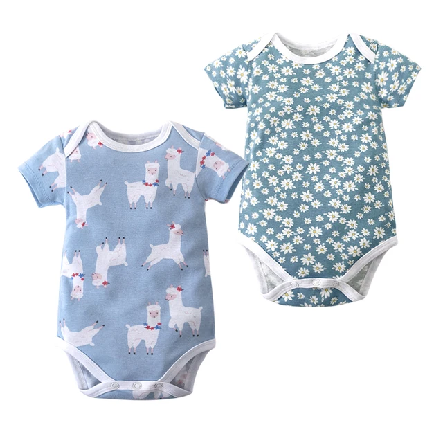 ملابس للأطفال الرضع حديثي الولادة ملابس قصيرة الأكمام مطبوعة من القطن ملابس الرضع 1 قطعة 0-12 شهر 3