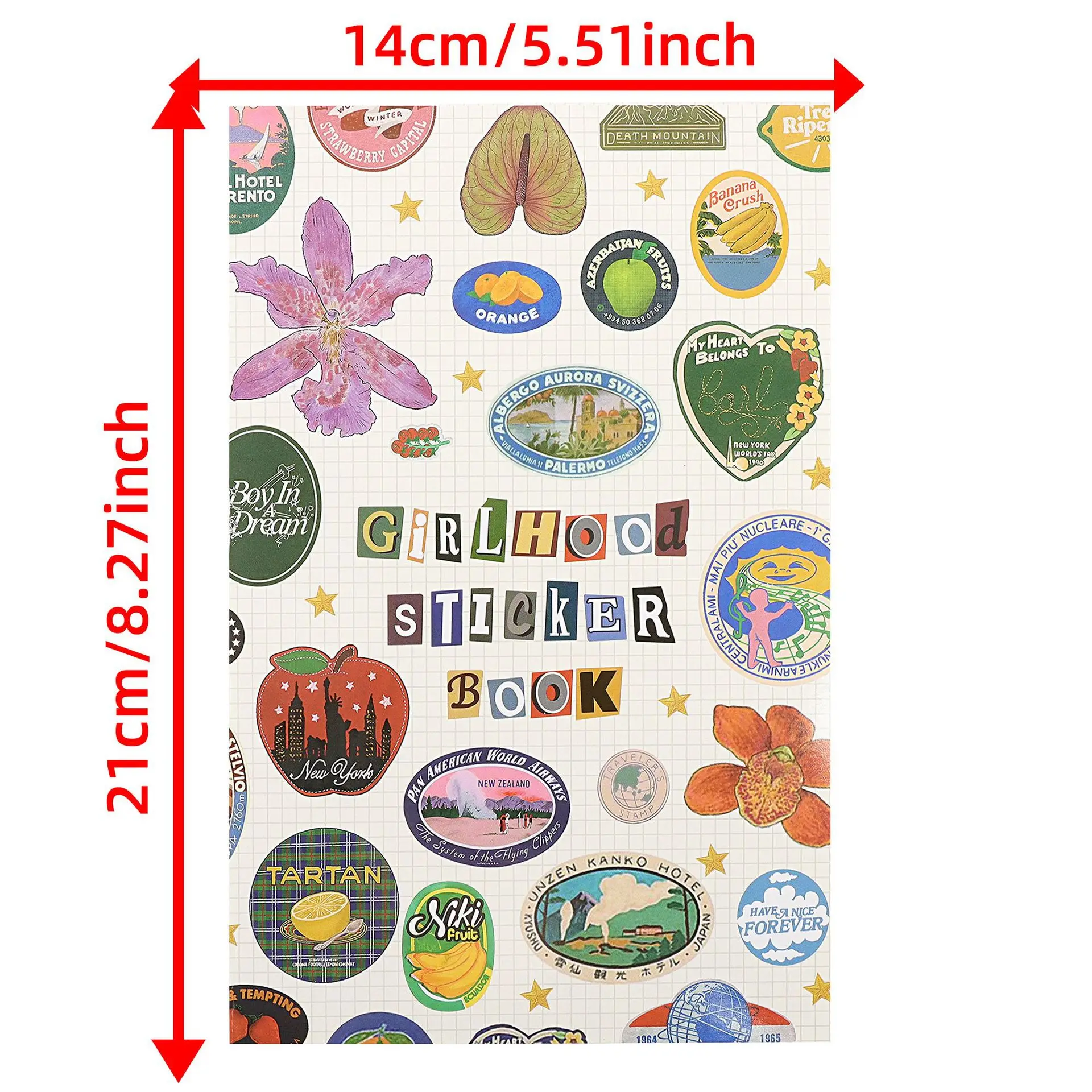 소녀시절 스티커북 과일 아이콘 어린이 스티커 스크랩북킹 저널링 DIY 아트 공예 용품 어린이 활동용