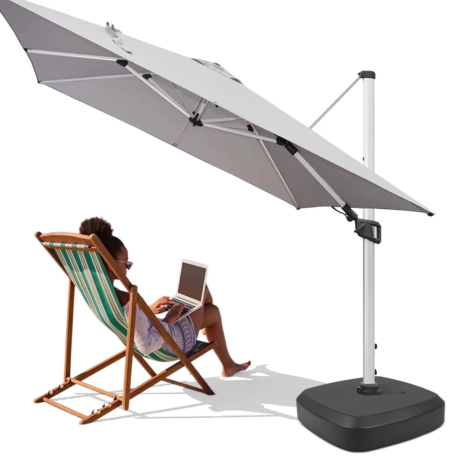 Resin Cantilever Umbrella Base with Wheels for Patio and Lawn