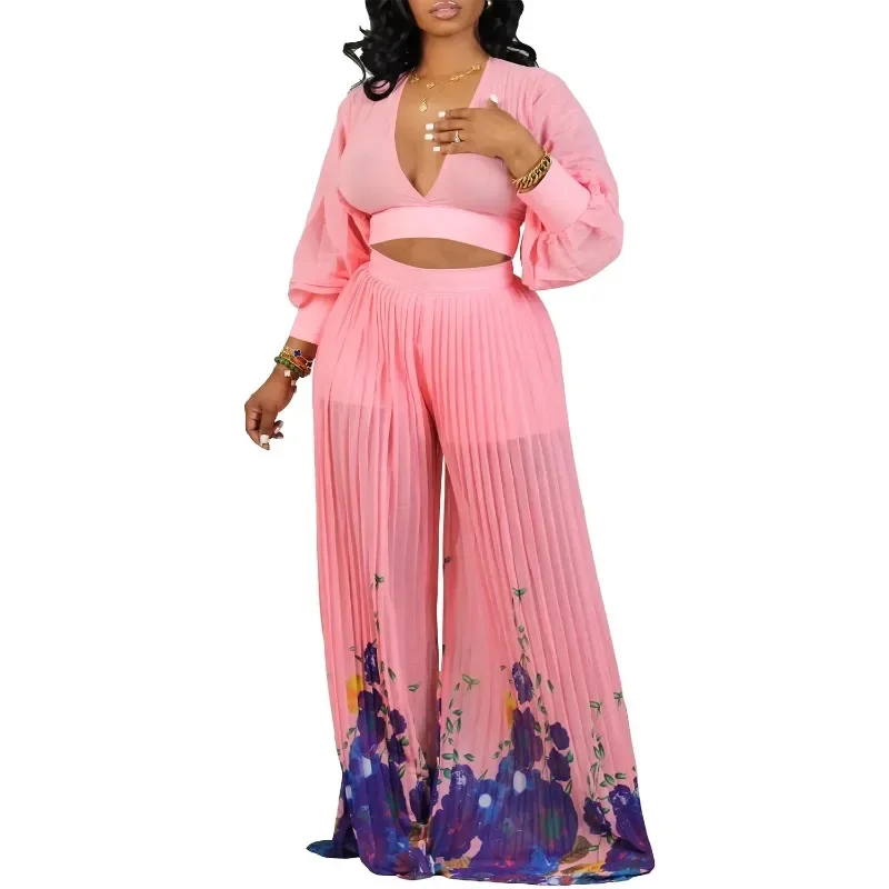 

Autumn Elegant 2 Piece Set Africa Clothes African Dashiki Fashion Printing Suit Top Pant Matching Sets Party for Women Outfits