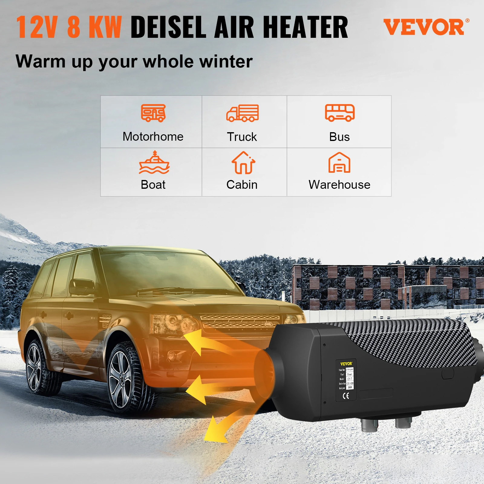 VEVOR 8KW Diesel Air Heater Muffler Diesel Heater 12V Remote Control Diesel Parking Heater with LCD Switch for Car Trucks Bus 2