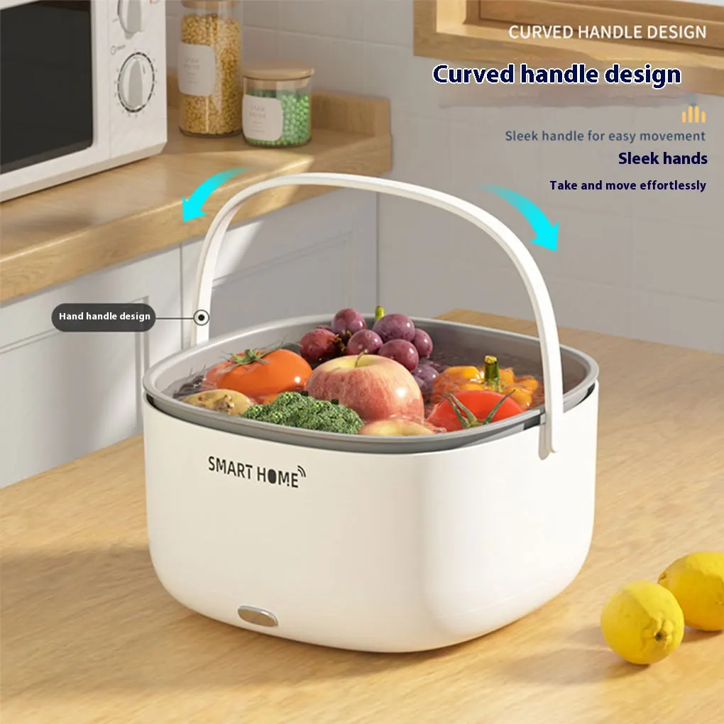Ultrasonic Fruit Vegetable Washing Machine Household Wireless Vegetable Purifier Kitchen Fruit Dirt Cleaning Purifier Basket