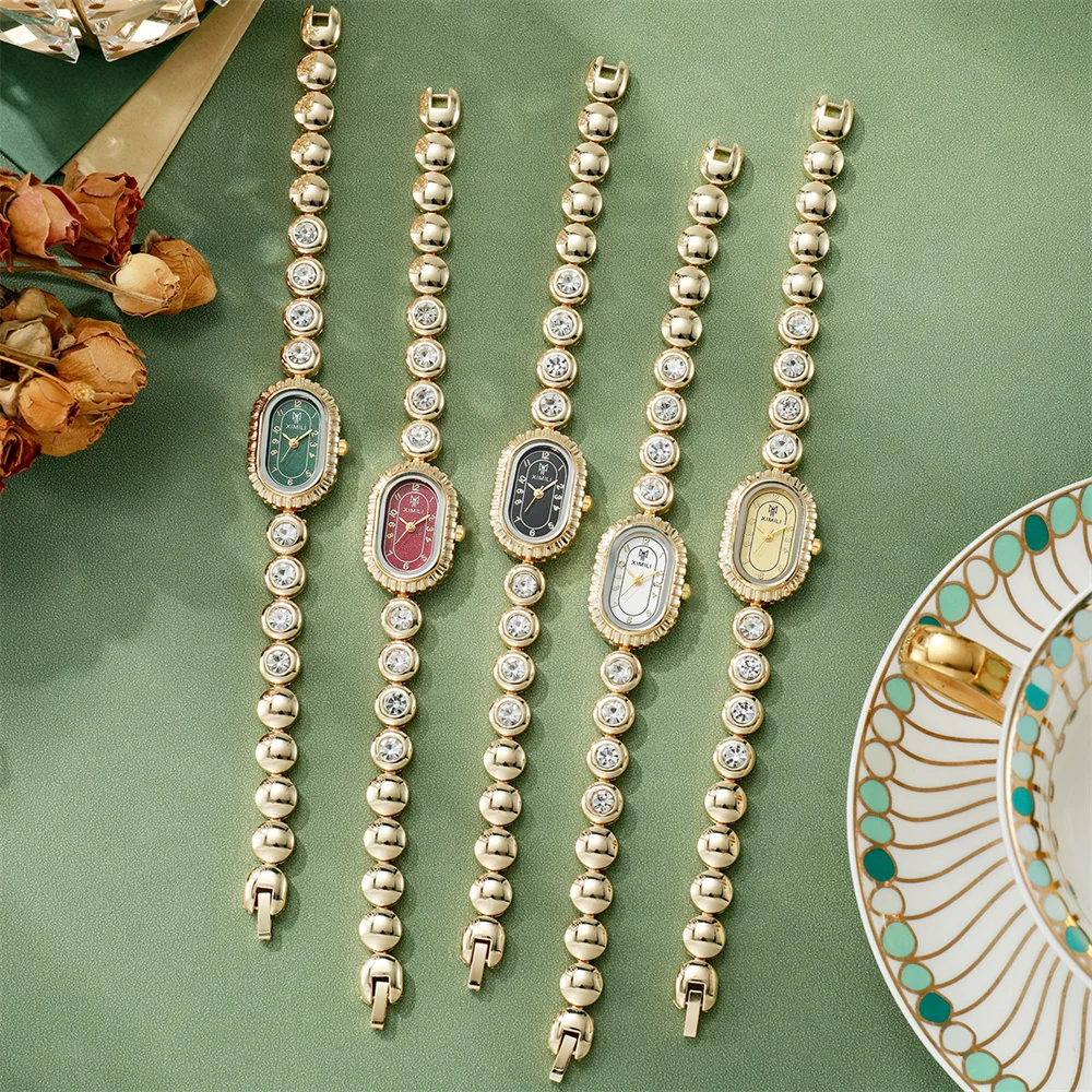 Elegant Women's Gold Tone Crystal Bracelet Watch - Luxury Quartz Dress Accessory