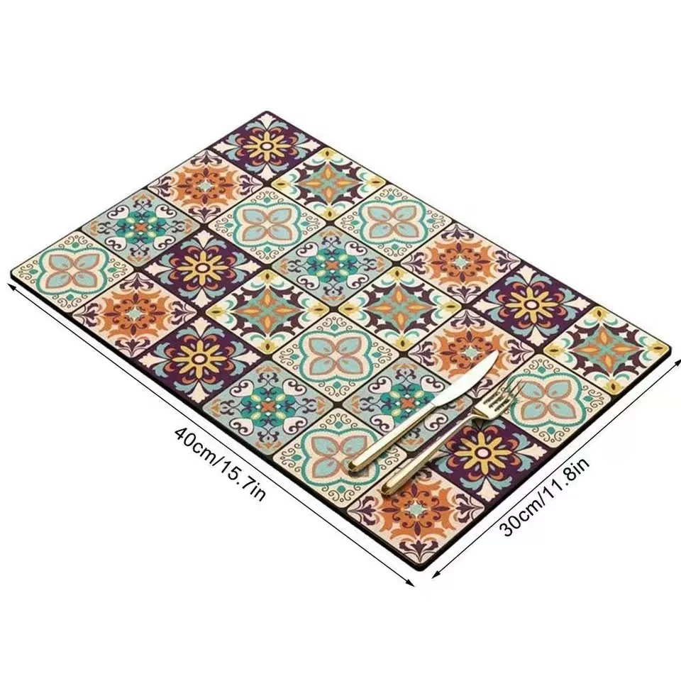 Kitchen Drying Mat Absorbent Drainage Mat Kitchen Rug Coffee Bar Cups Bottles Placemats Tableware Mats dish drying mat