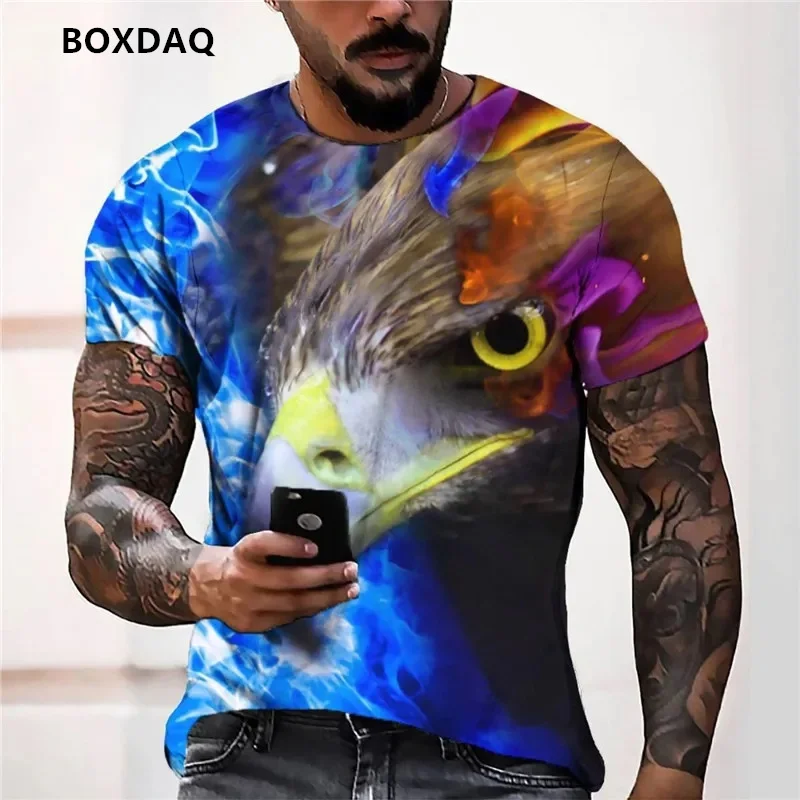 

Fashion Tie-dye Men's Eagle T-Shirts Oversized Summer Short Sleeve 3d Animal Street Style Male Tees 6XL Plus Size Casual Tops